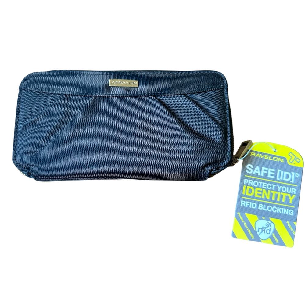 Travelon Women's RFID-Blocking Travel Zip Wallet Wristlet w/ Strap Black